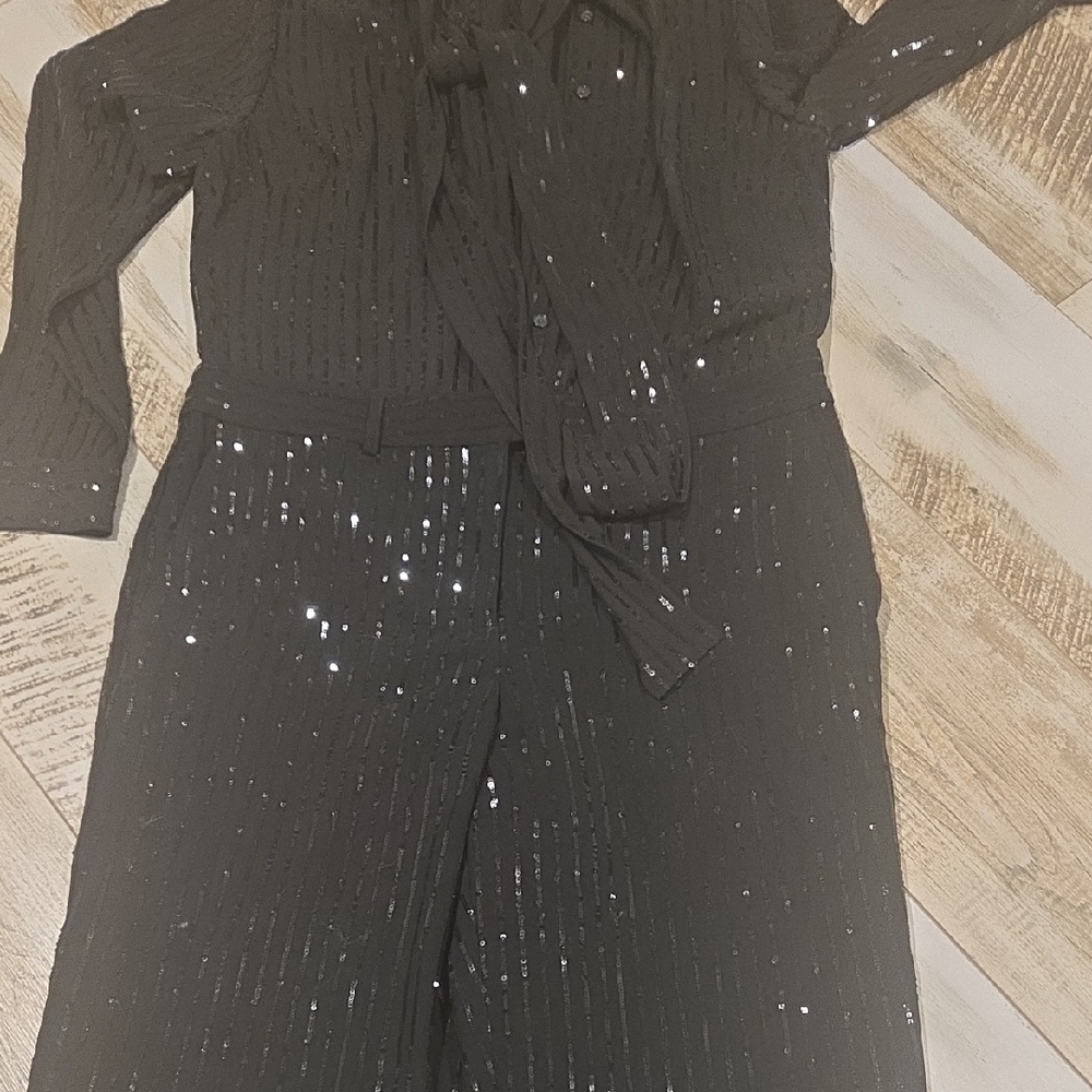 Michael Kors Black Sequin Jumpsuit - Picture 4 of 15